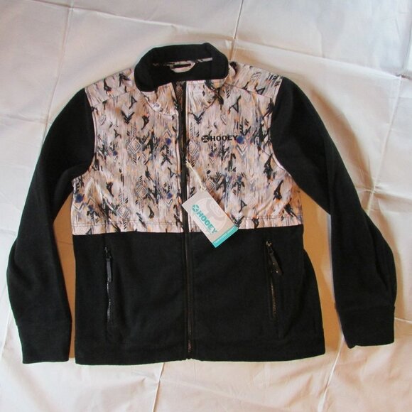 Hooey Women's Large Lightweight Fleece Tech Jacket Cream/Black Aztec